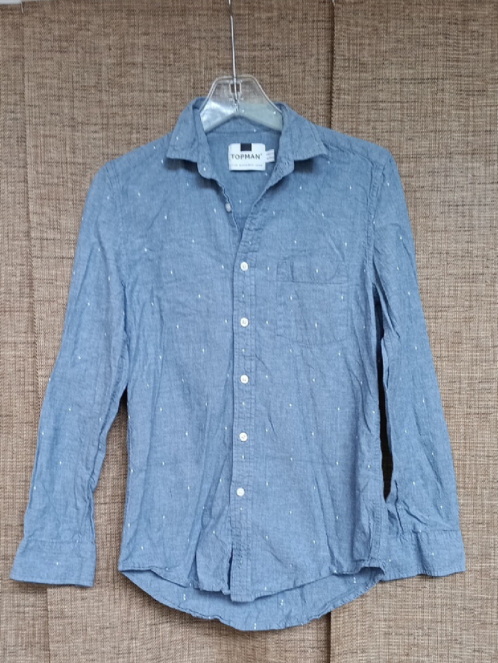 Topman Light Blue Long-Sleeve Cotton Button-Down Shirt  Size XSS
